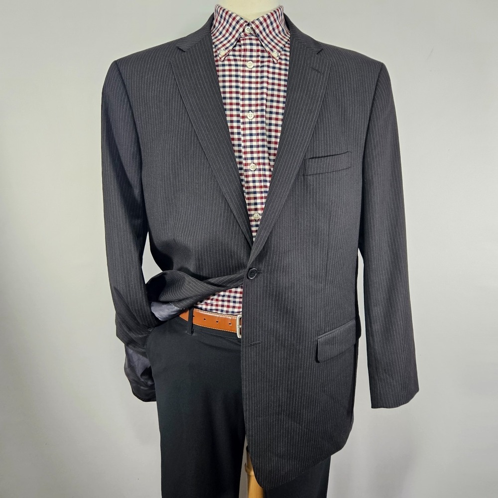 Tommy Hilfiger Men's Sport Coat Blazer Two Button Grayβ Pin Stripe Wool 46L